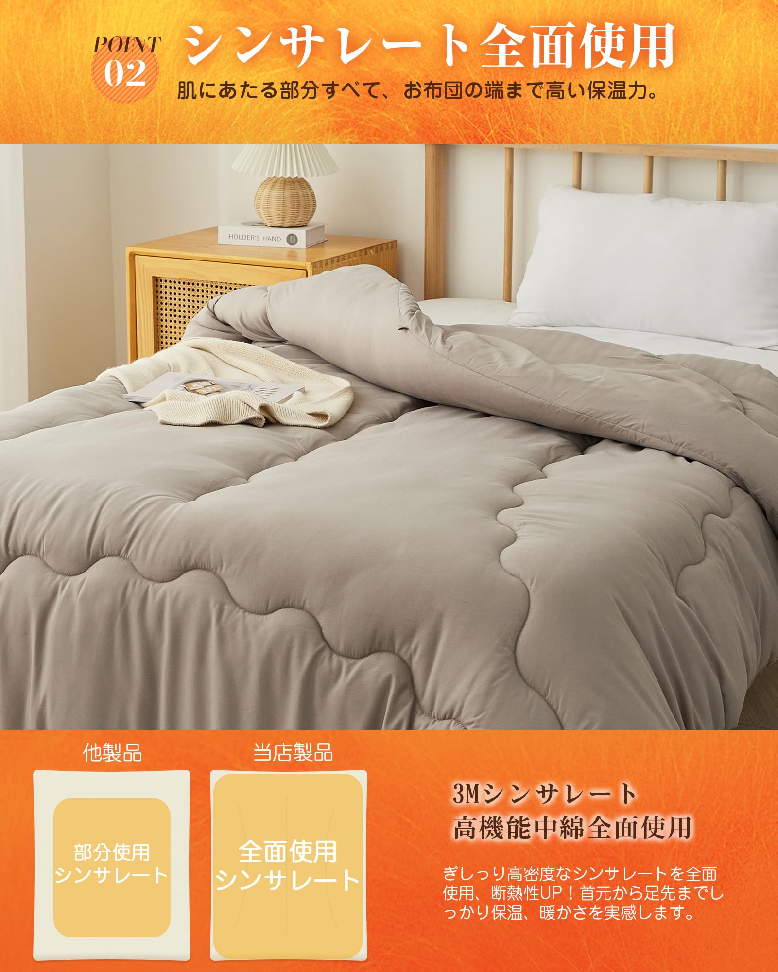 Amazon｜VK Living 掛け布団 シンサレート シングル 冬 羽毛より